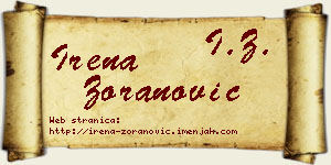 Irena Zoranović vizit kartica